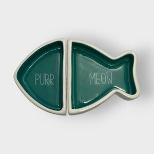 Transpac Cat Food Water Bowl Set | Purr Meow Fish | TCB1